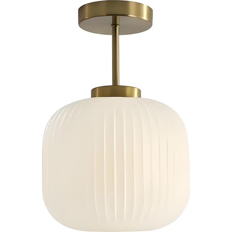 Lampe à suspension vintage en laiton et verre pour intérieur lampe décorative E27 Vintage minimaliste pour chambre à coucher, couloir, salon et salle à manger (blanc) ne contient pas d'ampoule (1/4)