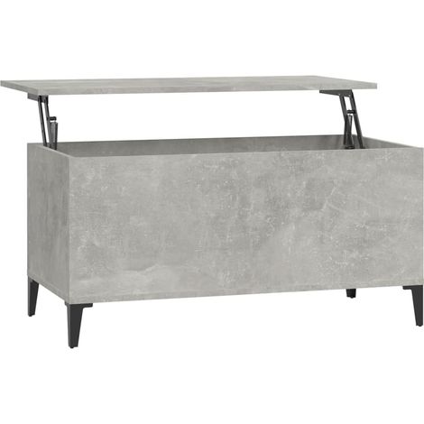 Mesa de centro con diseño moderno elevable 90 x 44,5 x 45 cm madera de ingeniería gris y metal DEC039355