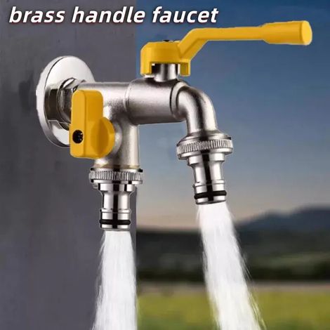 (rouge) Adaptateur de robinet pour tuyau d'arrosage neuf, connecteur pour réservoir d'eau IBC 1/2'' et 3/4'' avec 2 sorties, raccord de remplacement pour joint d'irrigation (1/4)