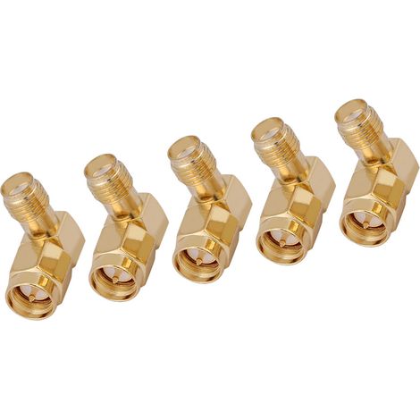Lot de 5 connecteurs SMA mâle-femelle, connexion à angle droit (90°) pour connexions RF (1/5)