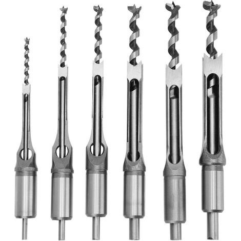 Set di 6 punte da trapano a foro quadrato, scalpelli per mortasatura da 1/2", 1/4", 3/8", 5/8", 5/16", 9/16 - Accessori di ricambio in pollici (1/5)