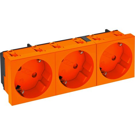 OBO Bettermann Presa 33°, 3 volte contatto di protezione 250V, 10/16A Policarbonato arancio puro RAL 2004, 6120125