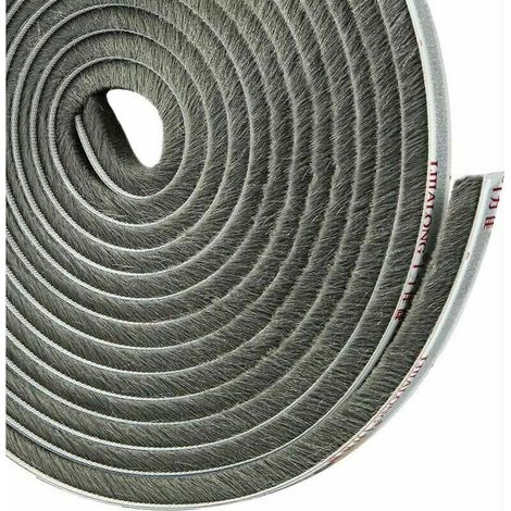 Adhesive Brush Seal for Sliding Door Wardrobes, Cold and Dust Insulating, 4.9m x 5mm x 9mm, Grey. (1/5)
