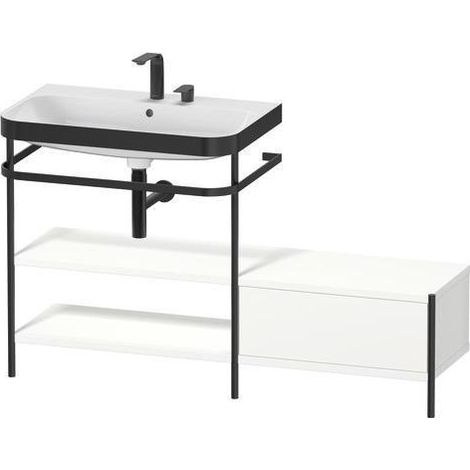 Ensemble lavabo HAPPY D.2 PLUS 1400x490mm sans trou de robinetterie, blanc super mat
