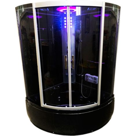 Baignoire balnéo douche chromothérapie 130 x 130 cm – 12 LED – 2 places – Pompe 1,5 HP – Pomme de douche haute cascade – Eliteshopping (1/5)