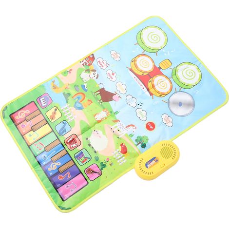 Tapis musical tactile pour tout-petits, piano, tambour et 2 baguettes, idéal pour l'éveil des enfants (garçons et filles), type ferme. (1/5)