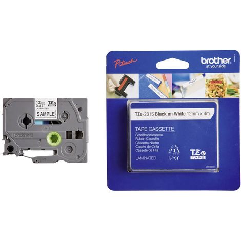 Brother TZe TZe-231S Colore Nastro: Bianco Colore carattere:Nero 12 mm 4 m