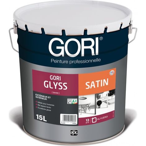 Peinture glycéro satinée microporeuse 15L – Blanc – Pour boiseries intérieures et extérieures – Rendement 13 m²/L – Gori