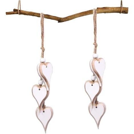 BUNTHAUS 2 Pièces Cœur Décoratif en Bois à Suspendre, Suspension Coeur Bois, Décoration de Fenêtre à Suspendre, Décoration d'amour en Bois à Suspendre, pour Mariage,Cadeau de Fête (1/5)