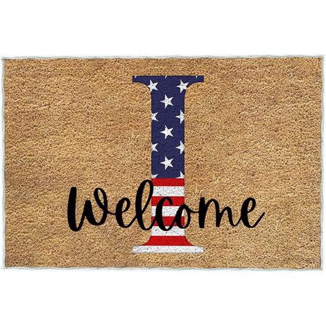 Tapis De Seuil - Tapis D'Entrée Patriote - 60 x 40 cm - Velours Cristal - Anti-Dérapant PVC - Intérieur Extérieur - 1 Pièce (1/4)