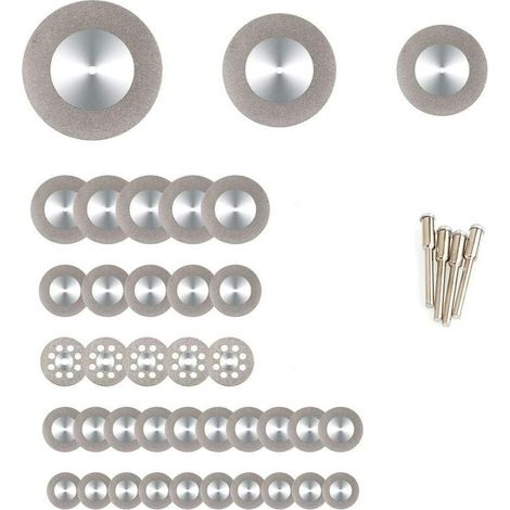 Lot de 38 Disque Diamant Meuleuse, Disques Diamant à Tronçonner 16/20/22/25/30/40/50/60 + 4 pièces Mandrins Tiges, Outil Rotatif de Dremel pour Métal Pierres Précieuses Verre, DOLASO (1/4)