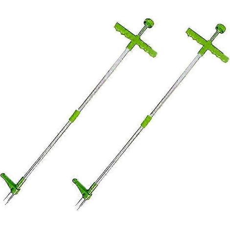 Lot de 2 coupe-mauvaises herbes verticaux avec fonction d'élimination des racines, perche en aluminium renforcé de 39 pouces, coupe-mauvaises herbes manuel. (1/5)