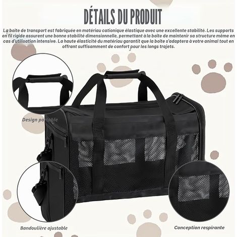 Boîte de transport pour chien et chat : 42 x 27 x 28 cm Caisses pliables avec gamelle (1/4)