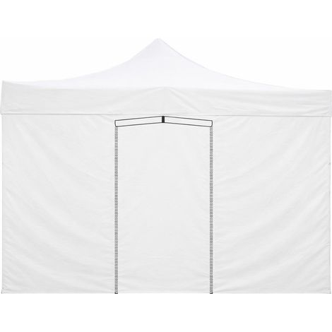 Couverture latérale imperméable blanche 3x2 m avec porte enroulable pour tonnelle pliante Market-Pro