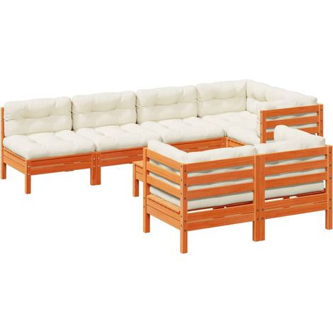 Maison Exclusive - Set de sofás jardín 8 pzas con cojines madera (1/5)