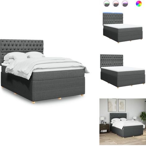 Sommier à lattes de lit avec matelas Gris foncé 140x190cm Tissu - Sommier À Lattes De Lit - Sommiers À Lattes De Lit - Lit - Meuble De Chambre À Coucher (1/5)
