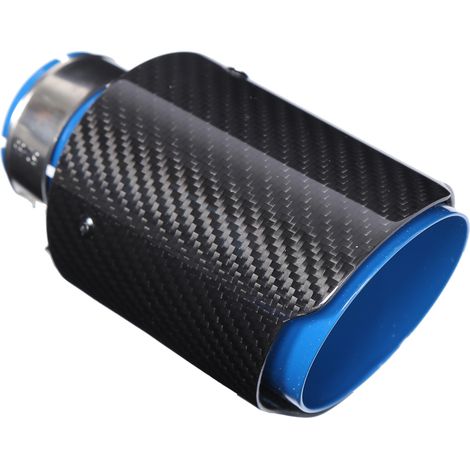 Tuyau d'échappement auto 54‑89mm, sortie latérale droite, fibre de carbone brillant, acier inoxydable bleu (1/5)