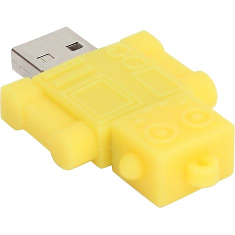 Tragbarer gelber, daumenförmiger USB-Stick in Roboterform, ideal für Datenspeicherung und -übertragung (32 GB). (1/5)