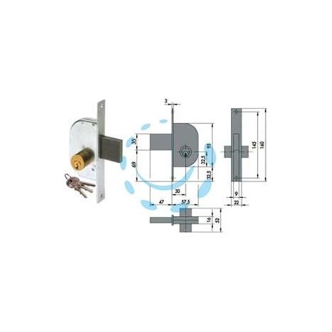 SERRATURA DA INFILARE PER CANCELLI SOLO CATENACCIO 42120 - mm.30 (42120300)