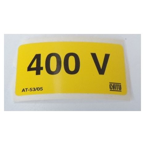Etiquette autocollante de signalisation PVC jaune marquage noir '400V' longueur 50mm (à l'unité) CATU AT5305