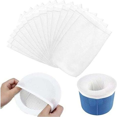 Set di 15 calzini filtranti per skimmer da piscina, in nylon elastico ultrasottile, riutilizzabili per cestelli skimmer, catturano polline, foglie e capelli. (1/5)