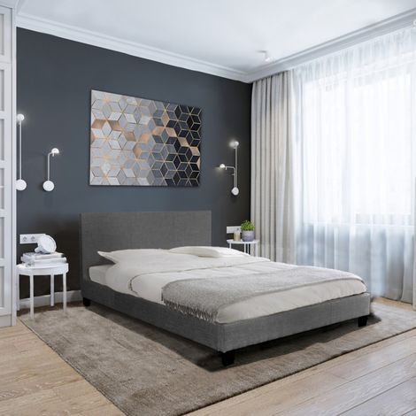 Bett DUBLIN 160x200 cm + 1 Bettkasten / Dunkelgrau/ 210x165x76 cm (1/4)