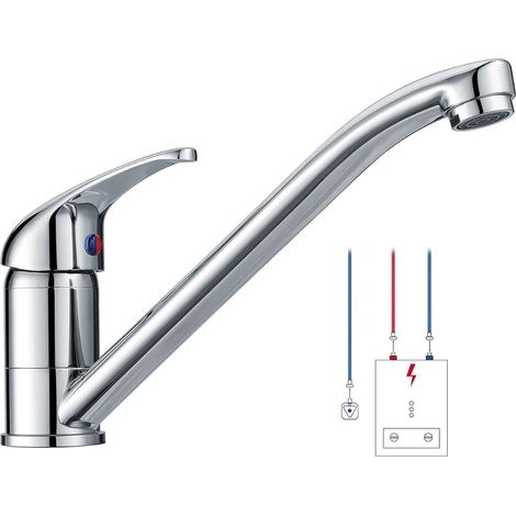 Schläfer - Miscelatore Lavello Cucina Bassa Pressione 5008011 per Boiler, Rubinetto in Ottone Serie Como Bocca Bassa Girevole 360° Professionale Cromo, adatto a Camper e Roulotte