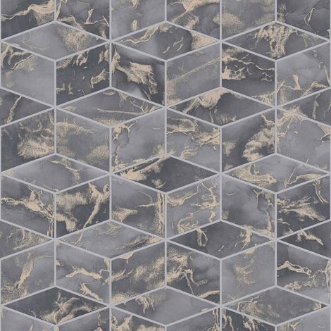 BRICOFLOR Papier peint Gris | Papier peint Carreaux de ciment & Carrelage, Graphique & Géométrique - 10,05 x 0,53 m (1/5)