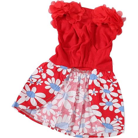Robe pour chien douce, respirante, légère, mignonne et élégante, vêtements d'été, robe fleurie pour chiot idéale pour les fêtes quotidiennes. (1/2)
