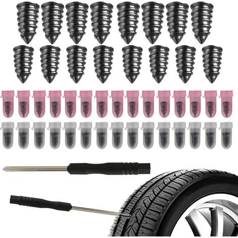 30 chiodi di riparazione per pneumatici in gomma con cacciavite, kit di riparazione per pneumatici tubeless per auto, moto, camion, 15 piccoli + 15 grandi, scatola portatile, facile da usare (1/5)