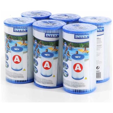 Intex – Lot de 6 cartouches de filtration Type A pour filtre piscine – Dimensions 20,2 cm x 10,9 cm – Filtration efficace pour eau claire