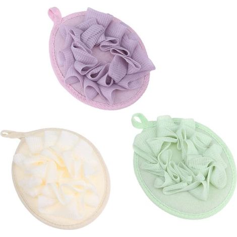 Set da 3 pezzi con rete in schiuma e spugna da bagno in luffa: accessorio da bagno esfoliante e detergente per un'esperienza di bagno delicata e piacevole. (1/5)