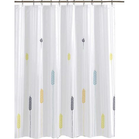 180 X 200cm Rideau De Douche Avec 12 Crochets Schage Rapide(pis De Bl), Tissu Polyester Impermable Lavable En Machine, Rideaux Salle De Bain (1/5)