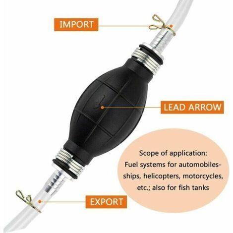 Pompe Transfert Liquide l'eau, Pompe Manuelle Siphon Transfert Carburant Voiture portative pour solvant d'essence d'aqueduc Liquide Carburant Diesel d'essence de gaz avec Le Tuyau Total de (1/4)