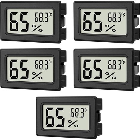 Thermo-hygromètre intérieur, 5 x mini hygromètre intérieur, pour serre, boîte reptile, voiture, maison, bureau. Pratique et polyvalent. (1/5)