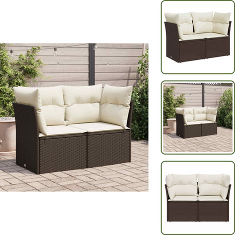 Canapé de jardin avec coussins 2 places marron résine tressée - Canapé De Jardin - Meuble De Jardin - Salon De Jardin - Résine Tressée - Rotin Synthétique (1/5)