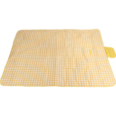 Tapis de pique-nique extérieur épais en toile Oxford imperméable, couverture pliable pour camping, voyages, concerts en plein air, motif à carreaux jaune et blanc, 150x200cm (1/5)