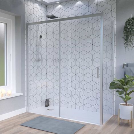 Porte de douche d'angle avec paroi coulissante NERINA Access - 170x90 cm (1/2)