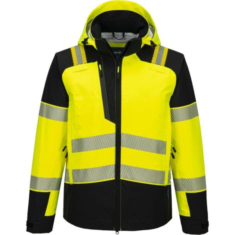 Giacca impermeabile con cappuccio ad alta visibilità Pw3 (3l) - Taglia 4xl - Giallo/nero - Portwest