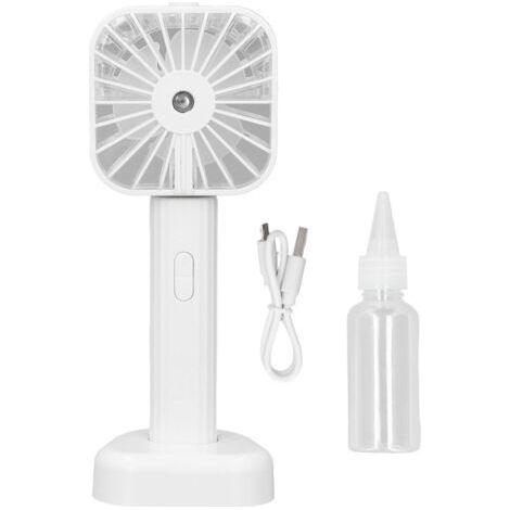 Tragbarer Handventilator mit Sprühfunktion, batteriebetrieben, USB-aufladbar, leiser Sprühventilator für Reisen und Outdoor-Aktivitäten, Weiß (1/5)