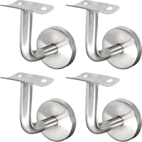 304 Stainless Steel Handrail Bracket for Staircase Railing Wall Mount Wooden Railing Silver (4 Pieces)