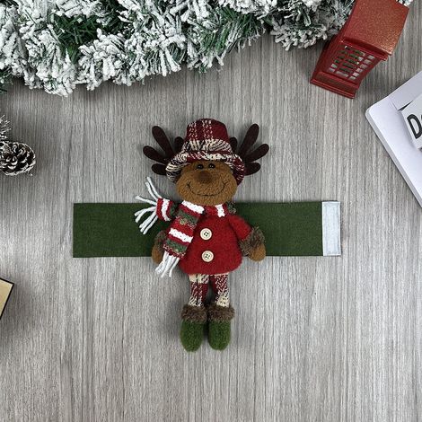 Attache-rideau de Noël décoratif, accessoire fenêtre avec motif bonhomme de neige et renne, décoration festive pour maison, salon, hôtel, vitrine, magasin et fête (1/5)