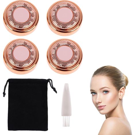 Têtes De Remplacement Pour Épilateur Pour Le Visage, Tete,Têtes De Rechange Pour Épilation,Lame,4 Pcs Remover Cheveux mit Brosse et Sac Rangement (1/5)