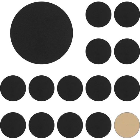 15 Plaques de couverture, Auto-adhésives, Fer noir, 60 mm, Pour serrures portes et meubles (1/5)
