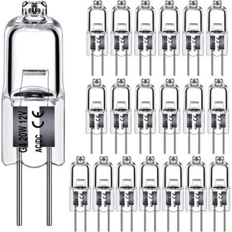 Ampoules halogènes G4 20W 12V Type 2 broches de remplacement de la base pour le paysage sous le meuble Puck Light Track Lighting Dimmable (10Pack) (1/4)