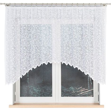 Zuzanna - Rideau jacquard prêt à poser avec fente en bas - 250 x 130 cm - blanc (1/5)
