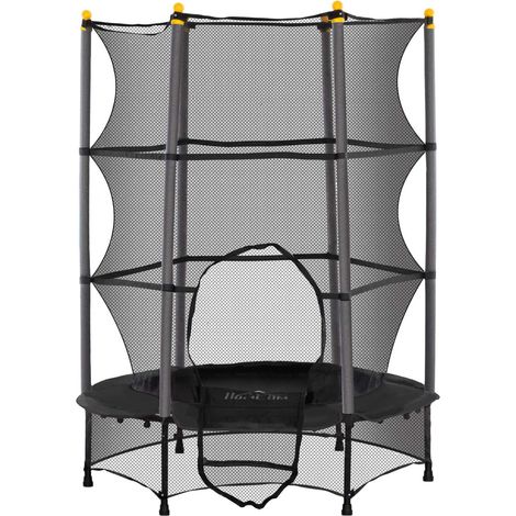 Cama elástica para niños Ø140 cm, cama elástica con red de seguridad, cobertura de bordes, cama elástica de jardín para niños de 3 a 10 años, capacidad de carga de hasta 50 kg, negra