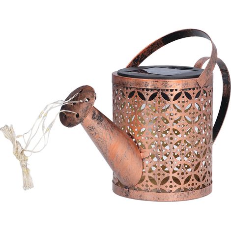 Lampe de douche extérieure à énergie solaire, lampe de douche créative en fer forgé ajouré en forme de bouilloire. (1/5)