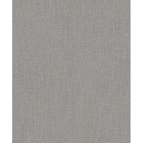 Papier peint uni effet toile jute gris anthracite