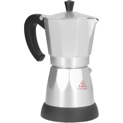 Machine à café moka électrique aluminium 300ml, 6 tasses, prises européennes 220-240V, cafetière italienne filtre (1/5)